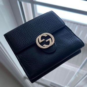 Gucci INTERLOCKING LEATHER WALLET